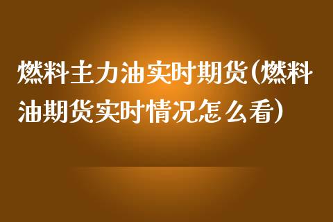 燃料主力油实时期货(燃料油期货实时情况怎么看)