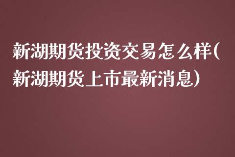 新湖期货投资交易怎么样(新湖期货上市最新消息)