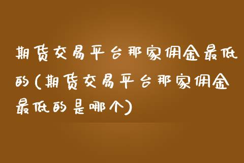 期货交易平台那家佣金最低的(期货交易平台那家佣金最低的是哪个)