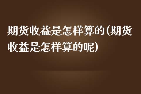 期货收益是怎样算的(期货收益是怎样算的呢)