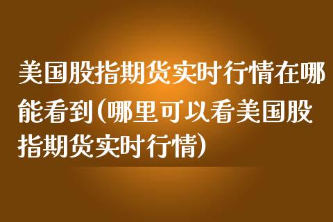 美国股指期货实时行情在哪能看到(哪里可以看美国股指期货实时行情)