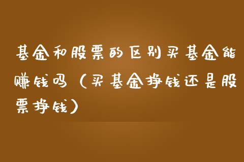 基金和股票的区别买基金能赚钱吗（买基金挣钱还是股票挣钱）