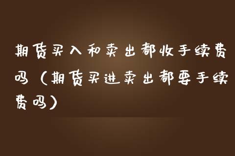 期货买入和卖出都收手续费吗（期货买进卖出都要手续费吗）