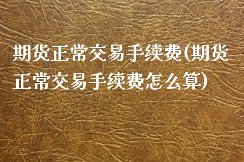 期货正常交易手续费(期货正常交易手续费怎么算)_https://www.boyangwujin.com_道指期货_第1张