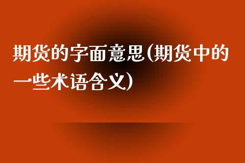 期货的字面意思(期货中的一些术语含义)