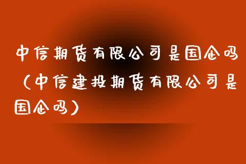 中信期货有限公司是国企吗（中信建投期货有限公司是国企吗）