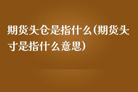 期货头仓是指什么(期货头寸是指什么意思)