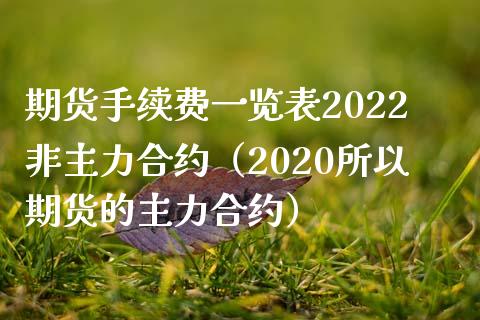 期货手续费一览表2022非主力合约（2020所以期货的主力合约）