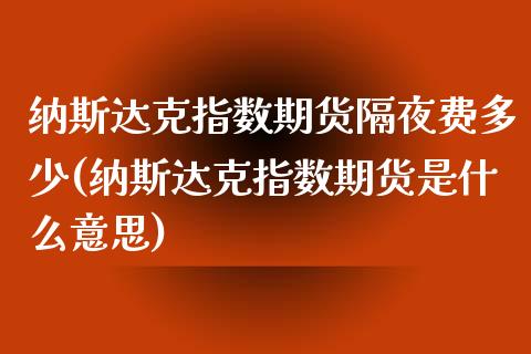 纳斯达克指数期货隔夜费多少(纳斯达克指数期货是什么意思)