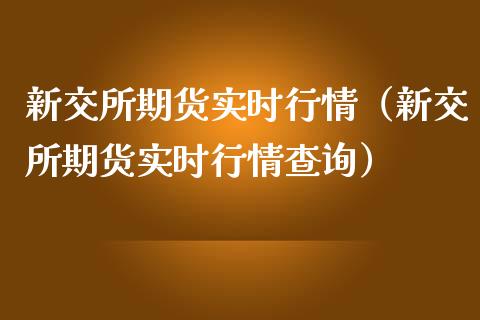 新交所期货实时行情（新交所期货实时行情查询）