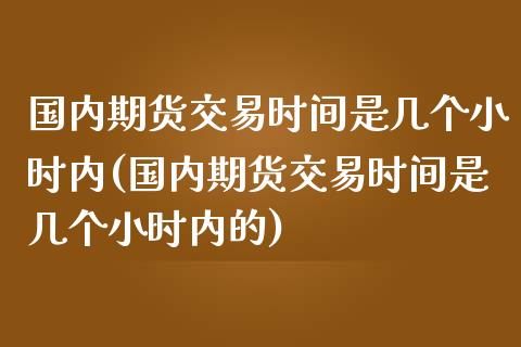 国内期货交易时间是几个小时内(国内期货交易时间是几个小时内的)