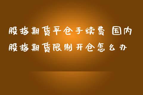 股指期货平仓手续费 国内股指期货限制开仓怎么办