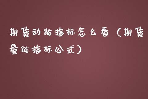 期货动能指标怎么看（期货量能指标公式）