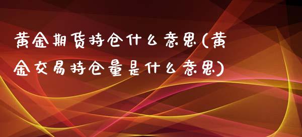 黄金期货持仓什么意思(黄金交易持仓量是什么意思)