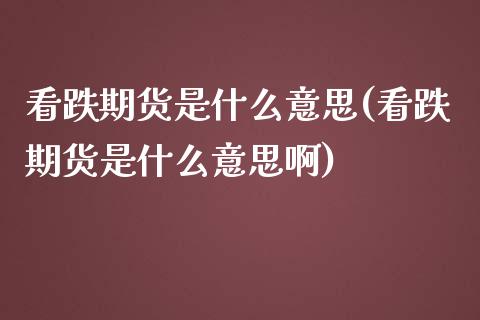 看跌期货是什么意思(看跌期货是什么意思啊)