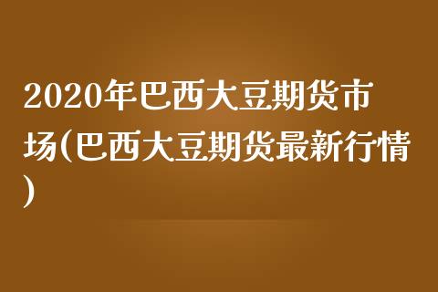 2020年巴西大豆期货市场(巴西大豆期货最新行情)_https://www.boyangwujin.com_白银期货_第1张