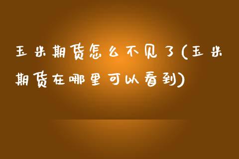 玉米期货怎么不见了(玉米期货在哪里可以看到)