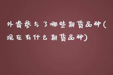 外资参与了哪些期货品种(现在有什么期货品种)