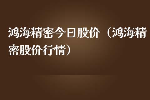 鸿海精密今日股价（鸿海精密股价行情）