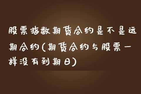 股票指数期货合约是不是远期合约(期货合约与股票一样没有到期日)