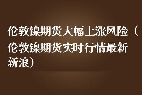 伦敦镍期货大幅上涨风险（伦敦镍期货实时行情最新 新浪）_https://www.boyangwujin.com_期货直播间_第1张