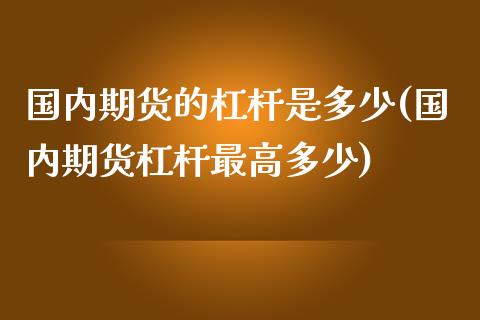 国内期货的杠杆是多少(国内期货杠杆最高多少)