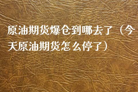 原油期货爆仓到哪去了（今天原油期货怎么停了）_https://www.boyangwujin.com_纳指期货_第1张