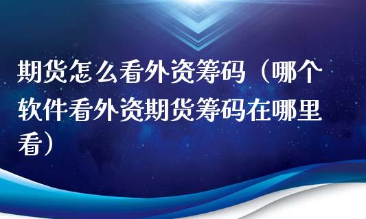 期货怎么看外资筹码（哪个软件看外资期货筹码在哪里看）