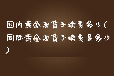 国内黄金期货手续费多少(国际黄金期货手续费是多少)