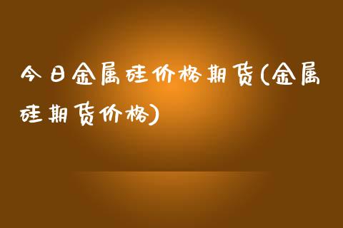 今日金属硅价格期货(金属硅期货价格)