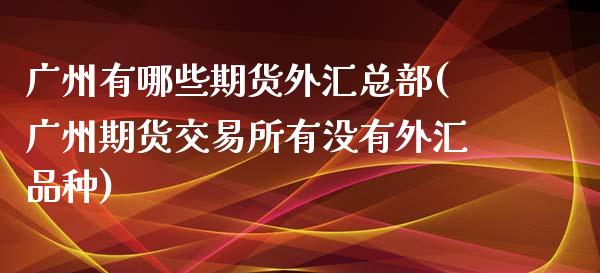 广州有哪些期货外汇总部(广州期货交易所有没有外汇品种)