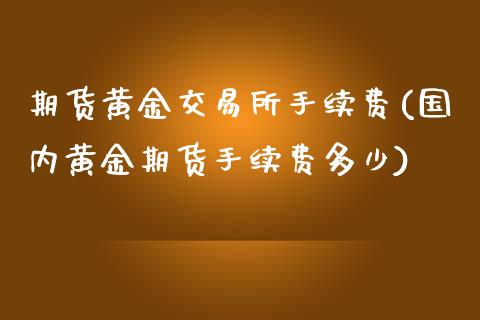 期货黄金交易所手续费(国内黄金期货手续费多少)