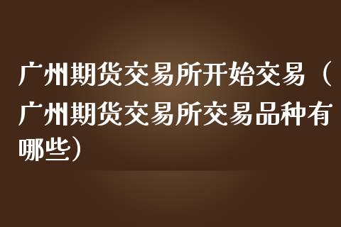 广州期货交易所开始交易（广州期货交易所交易品种有哪些）_https://www.boyangwujin.com_期货直播间_第1张