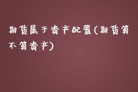 期货属于资产配置(期货算不算资产)