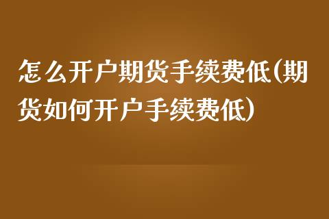 怎么开户期货手续费低(期货如何开户手续费低)