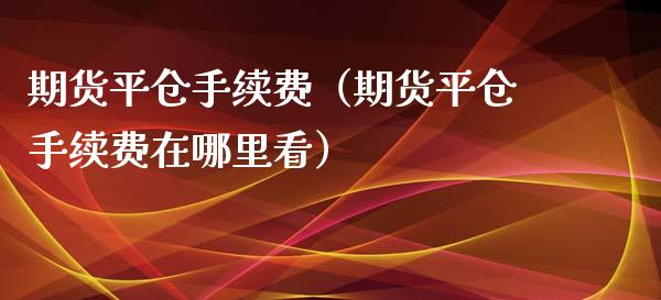 期货平仓手续费（期货平仓手续费在哪里看）