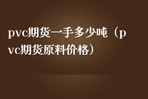 pvc期货一手多少吨（pvc期货原料价格）_https://www.boyangwujin.com_期货直播间_第1张