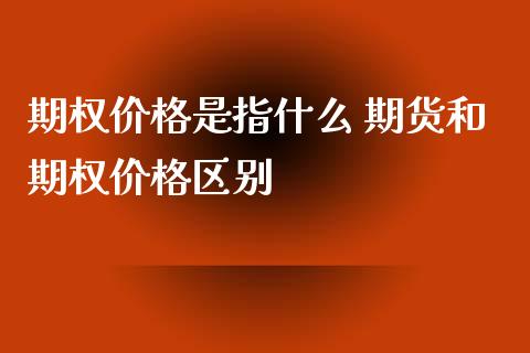 期权价格是指什么 期货和期权价格区别