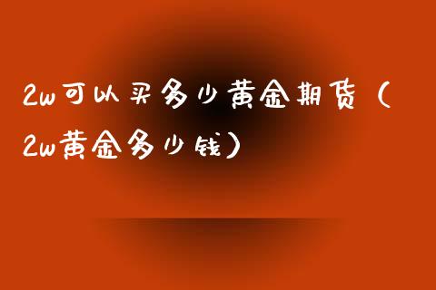 2w可以买多少黄金期货（2w黄金多少钱）