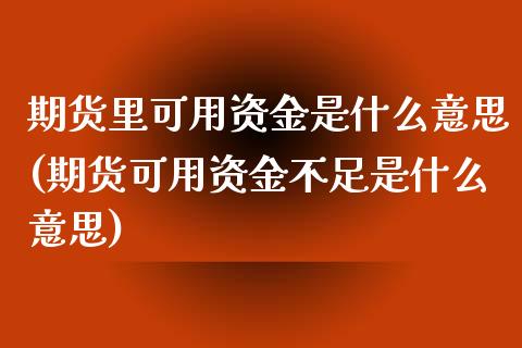 期货里可用资金是什么意思(期货可用资金不足是什么意思)