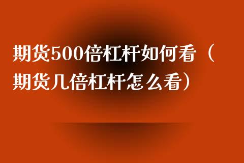 期货500倍杠杆如何看（期货几倍杠杆怎么看）_https://www.boyangwujin.com_期货直播间_第1张