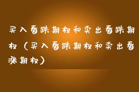 买入看跌期权和卖出看跌期权（买入看跌期权和卖出看涨期权）