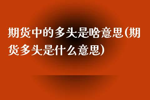 期货中的多头是啥意思(期货多头是什么意思)