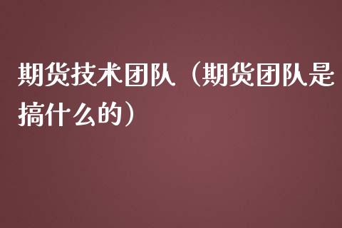 期货技术团队（期货团队是搞什么的）