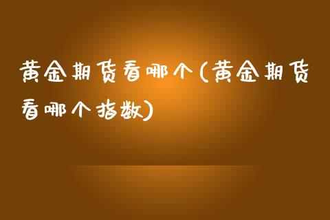 黄金期货看哪个(黄金期货看哪个指数)_https://www.boyangwujin.com_期货直播间_第1张