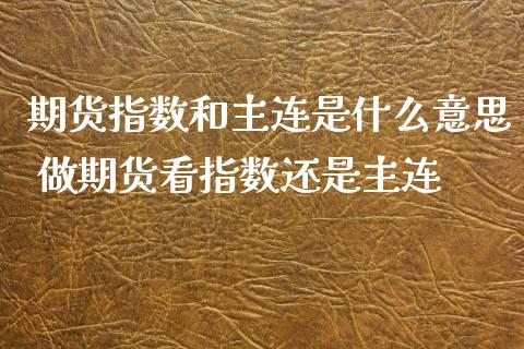 期货指数和主连是什么意思 做期货看指数还是主连_https://www.boyangwujin.com_纳指期货_第1张