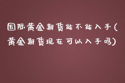 国际黄金期货能不能入手(黄金期货现在可以入手吗)_https://www.boyangwujin.com_期货直播间_第1张