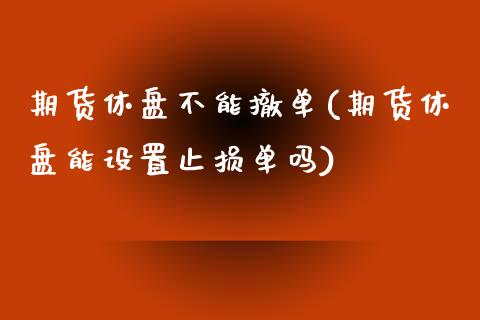 期货休盘不能撤单(期货休盘能设置止损单吗)