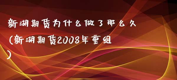 新湖期货为什么做了那么久(新湖期货2008年重组)