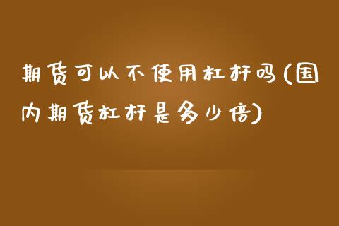 期货可以不使用杠杆吗(国内期货杠杆是多少倍)